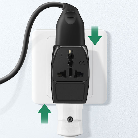 Akashi Travel Adapter Socket Type J Switzerland 3 Universal Outlets Black