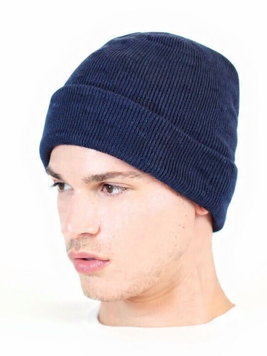 Beanie Unisex Beanie Knitted in Navy Blue color
