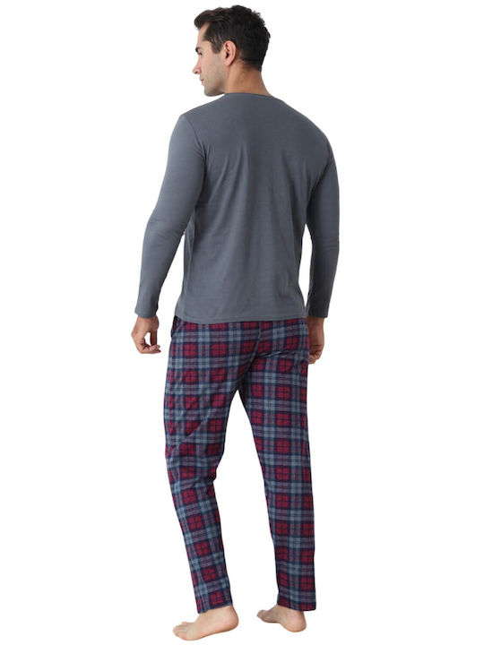 Mad Men's Winter Pajamas Set Bordeaux / Grey