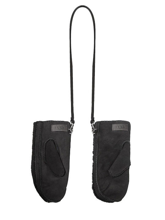 Sheepskin Negre Femei Piele Manusi