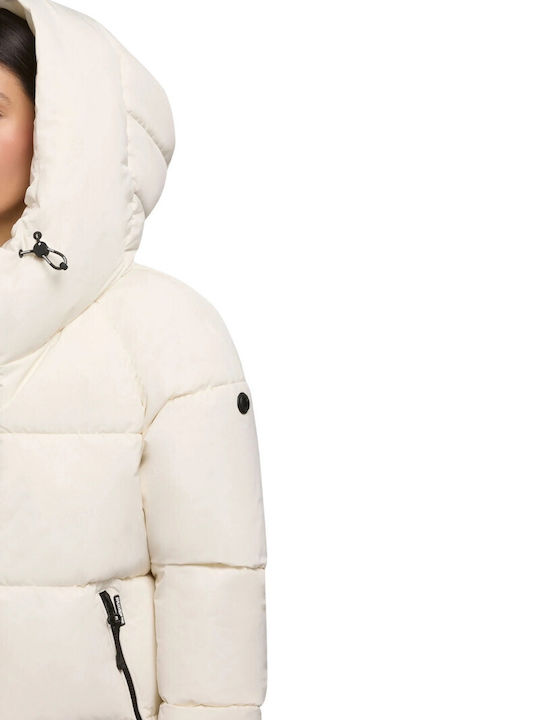 Women's Puffer Jacket for Winter with Hood White