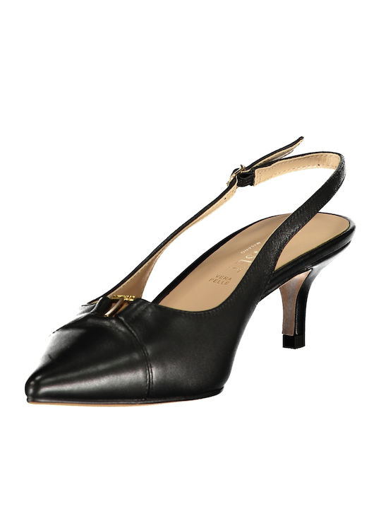 Pumps mit Riemchen & flacher Absatz Schwarz