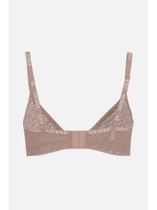 Guess Women's Edytha Bra Allover Logo & Adjustable Straps Pasty Mauve