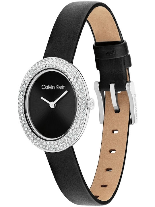 Calvin Klein Twisted Bezel Ceas de Damă cu Negru Brățară Metalică
