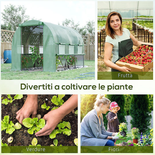 Outsunny 845-611GN Greenhouse Tunnel with Metal Frame 2.95x2x2m