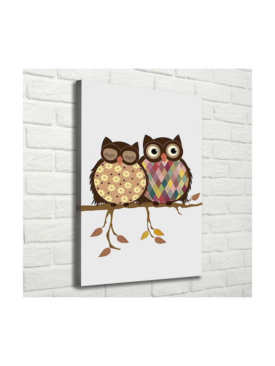 Modern Canvas Wall Art Owl Couple Branch 70x100 Cm