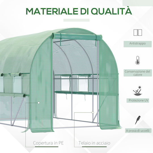 Outsunny 845-611GN Greenhouse Tunnel with Metal Frame 2.95x2x2m