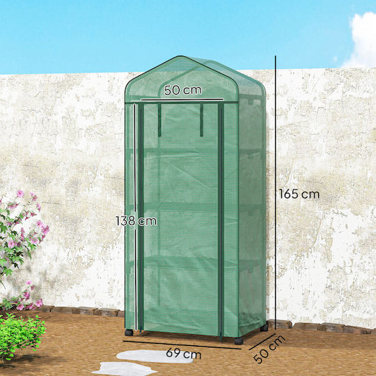 Outsunny 845-228V05GN Greenhouse Type House with Shelves 0.69x0.5x1.65m