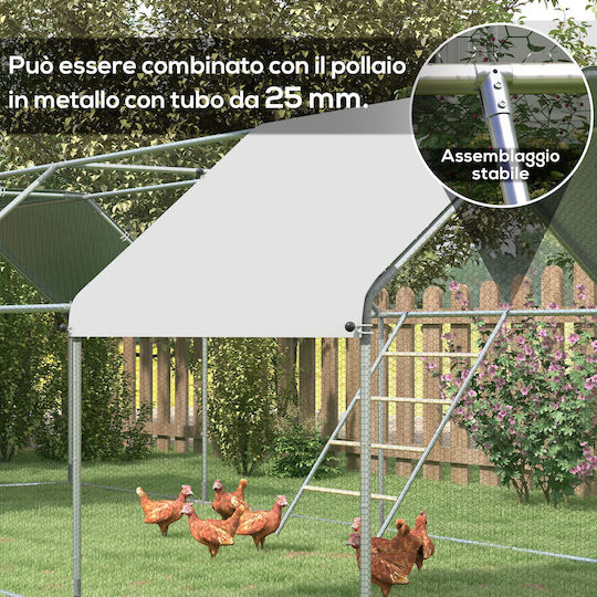 Pawhut Chicken Roost Ladder 4 Seats Weather Resistant 4-6 Chickens Steel Wood