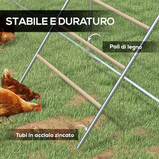 Pawhut Chicken Roost Ladder 4 Seats Weather Resistant 4-6 Chickens Steel Wood