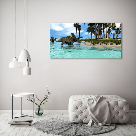 Canvas Wall Art Suitable Permanent Decoration Dinosaurs 120x60 Cm