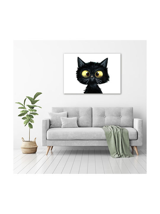 Hochwertiger Wandbild Leinwand Katzenillustration 100x70 cm