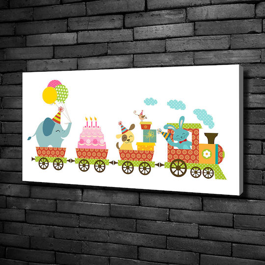 Canvas Wall Art Refined Finish Happy Train 100x50 Cm