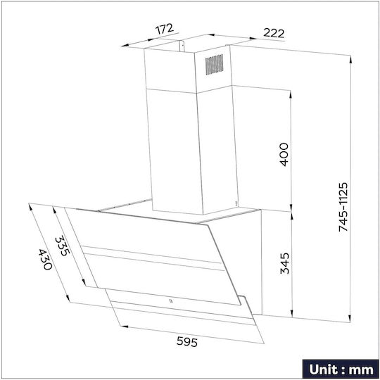 Ciarra Freistehender Dunstabzug Umluft 60cm Schwarz