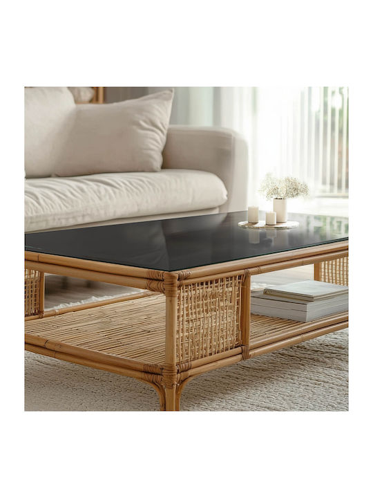 Rectangular Table Glass Panel Tempered Glass Black Without Patterns 100×70 Cm