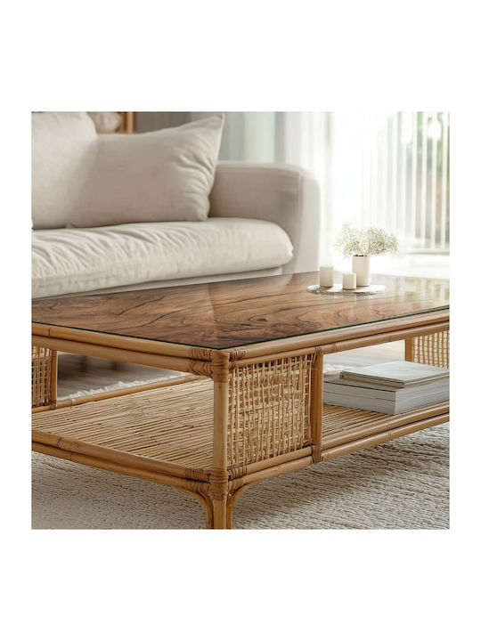 Panou Decorativ Rectangular Pentru Suprafața Mesei Din Sticlă Securizată Model Inspirat Din Lemn 120×80 Cm