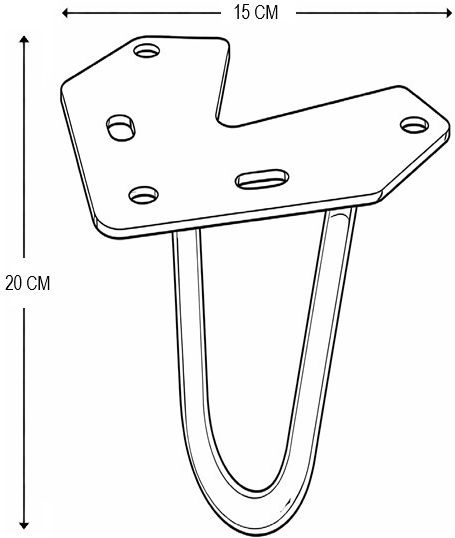 Металиково Крак За Маса Finetto Hairpin 2-rod 203mm Бял