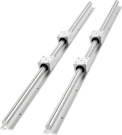 Vevor Sbr25 Linear Rail Set 2 Pieces 1200 Mm 47.24 Inch Linear Motion Guides 4 Pieces Sliders Bearings Fully Supported Shaft Cutting Grinding Milling Drilling Machines Accessories