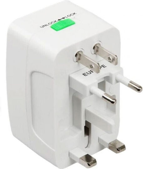 All In 1 Eu + Au + Uk + Us Plug World Universal Travel Adaptor White 17892