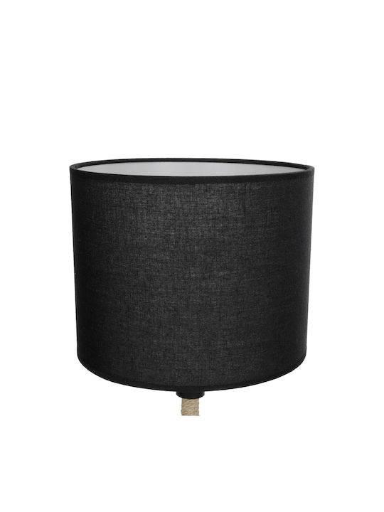 GloboStar Bronx Υφασμάτινο Πορτατίφ για Ντουί E27 με Μαύρο Καπέλο και Βάση