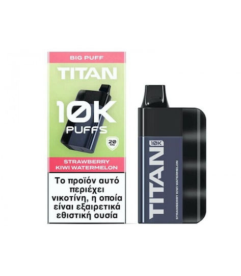 Titan Ηλεκτρονικό Τσιγάρο μιας Χρήσης 10000 Εισπνοών Watermelon Strawberry Kiwi 2ml 20mg Μαύρο