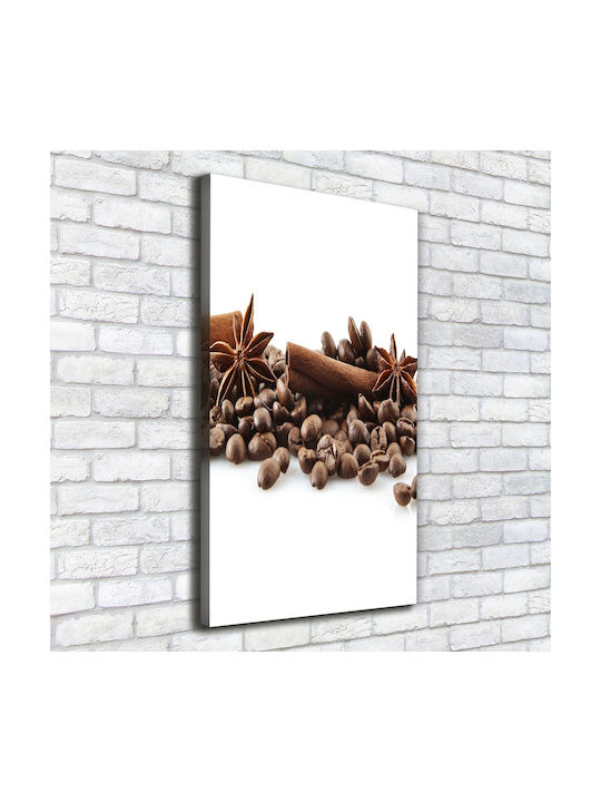 Wall Canvas Painting Ready Immediate Placement Brown Grains 50x100 Cm