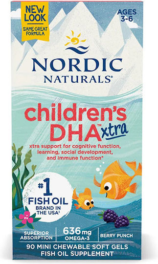 Nordic Naturals Children's DHA Xtra Рибено масло Подходящо за деца 636мг 90 софтджел