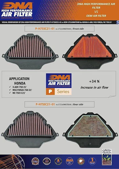 DNA Filters Motorcycle Air Filter for Honda X-ADV 750