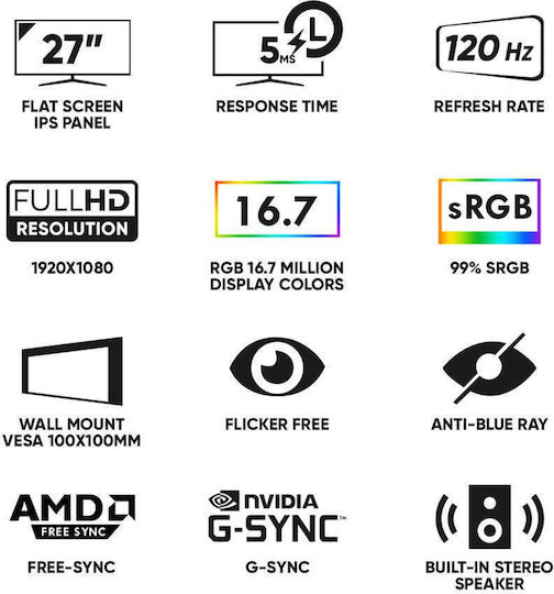 Armaggeddon Xtreme Series XF27HD Super G120 IPS HDR Gaming Monitor 27" FHD 1920x1080 With Response Time 5ms GTG White