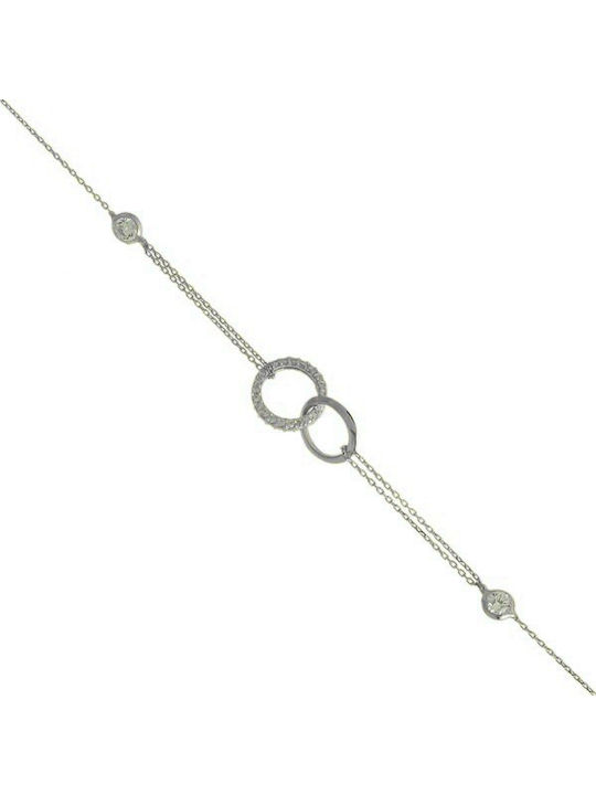 Papadopoulos Gold Women's Bracelet with design Infinity made of White gold 14K with Zircon