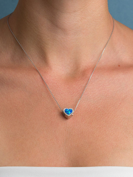 George Art Jewels Charm Heart in Silver with Blue Zircon