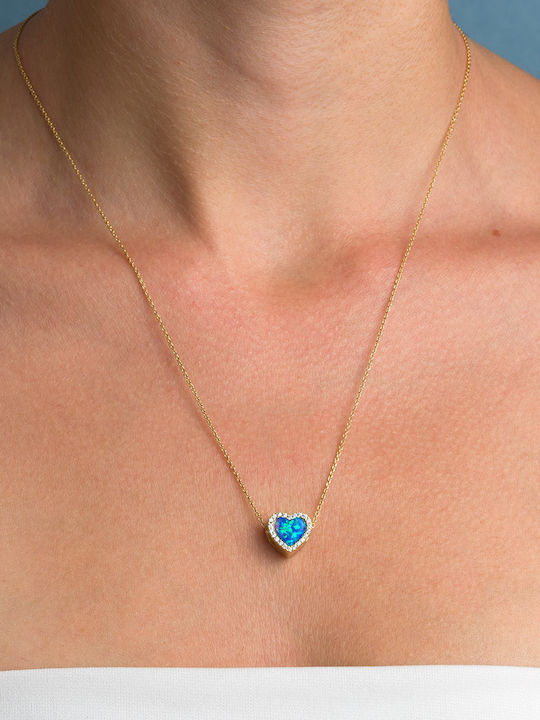 George Art Jewels Hängender Herz Charm aus Vergoldetem Silber mit Blauem Zirkon