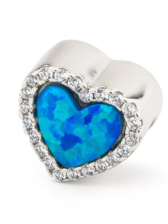 George Art Jewels Hängender Herz Charm aus Vergoldetem Silber mit Blauem Zirkon