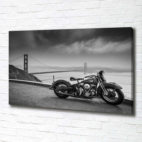 Decorative Wall Canvas Painting High Quality Motorcycle 100x70 Cm