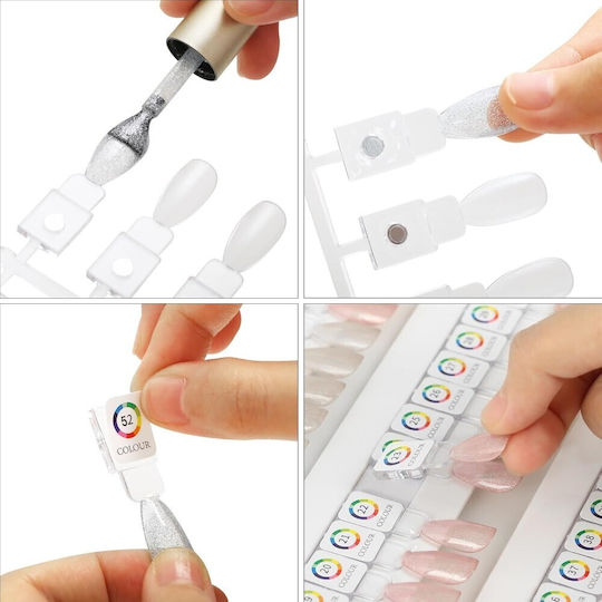 Magnetic Color Chart Book for 120 Nail Polish Slots & Magnetic Gel Clear Almond Tips
