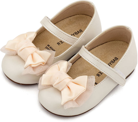 Babywalker Babywalker Christening Shoes for Girls Leather Pumps Ecru