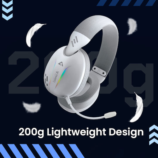 Armaggeddon Trimode Cosmic V Ultraclear Ozone Ασύρματο Over Ear Gaming Headset με σύνδεση Bluetooth / USB Λευκό