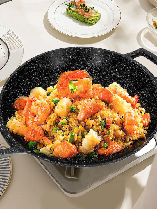 Cheffinger Tigaie Paella Antiaderentă Efect Marmură 32 Cm Neagră