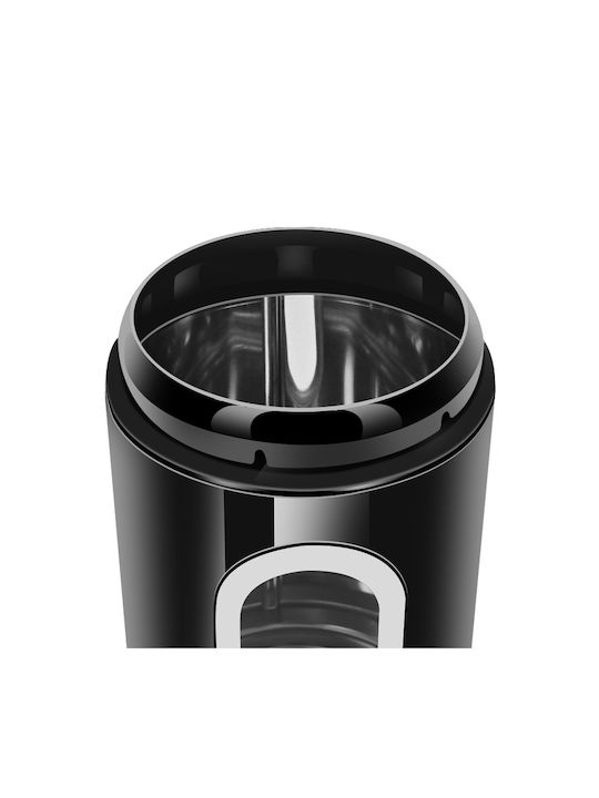 Cheffinger Set 3 Stackable Boxes Coffee Sugar Transparent Window Airtight Black