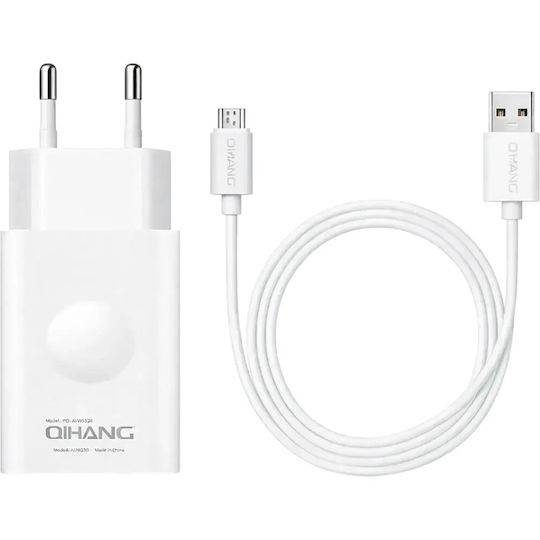 QIHANG Încărcător cu Port USB-A și Cablu micro USB 12W Albς (Z57)