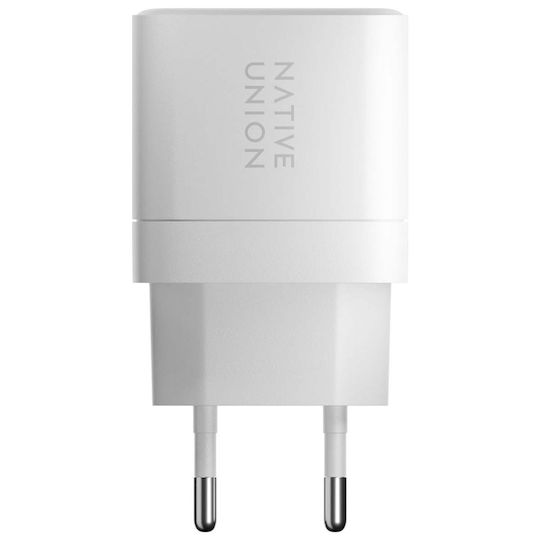 Native Union Зарядно Устройство Без Кабел GaN с 2 USB-C Изходни Порта 35W Power Delivery Бял (Fast GaN)