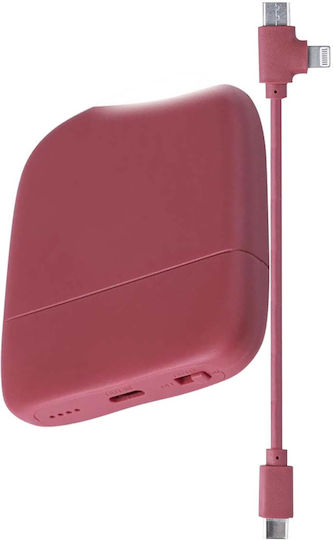 Xoopar Ice-P ECO Power Bank 5000mAh με Θύρα USB-C Κόκκινο