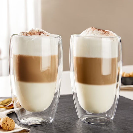 Cheffinger Set 2 Double Wall Drinking Glasses 350ml In Borosilicate Glass Sienna Cheffinger Set 2 Double Wall Drinking Glasses 350ml In Borosilicate Glass Sienna
