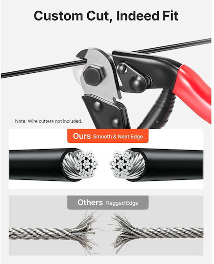Vevor Wire Rope Kit 2.38 Mm Length 50.3 M Stainless Steel 304 Cable Breaking Strength 2 Kn Construction 7 X 7 Strand Steel Cable Deck Railing System Pergola Garden Lighting Series