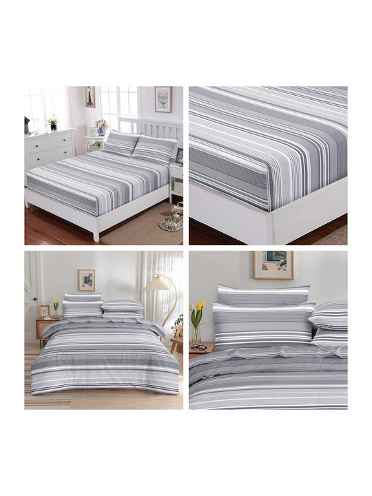 Casa Colori Sheet for Single Bed with Elastic 100x200+30cm. Harmony Gray