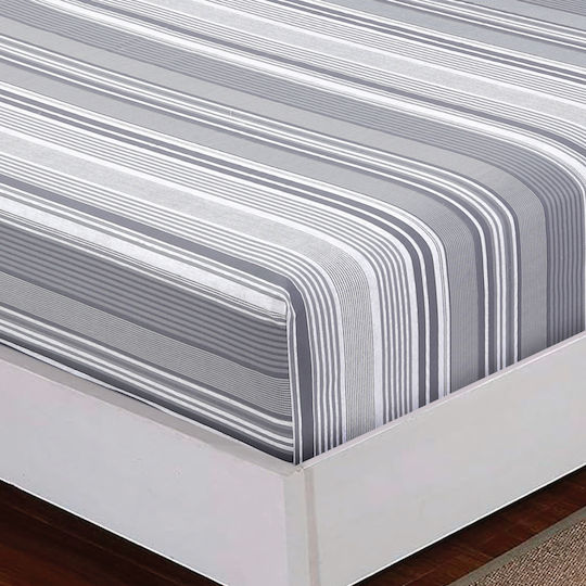 Casa Colori Semi Dublu 120x200+30cm cu Elastic Harmony Grey Harmony