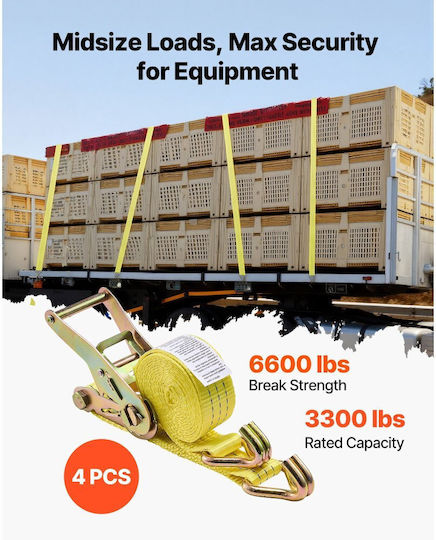 Ιμάντες Καστάνιας Vevor 38,1 Mm X 3 M Ιμάντες Πρόσδεσης Βαρέως Τύπου Διπλό Γάντζο J Αντοχή Θραύσης 3000 Kg Τσάντα Μεταφοράς Πρόσδεση Καστάνια Μεταφορές Τρέιλερ Μοτοσικλέτες Καγιάκ Οροφή Αυτοκινήτου Σετ 4 Τεμαχίων