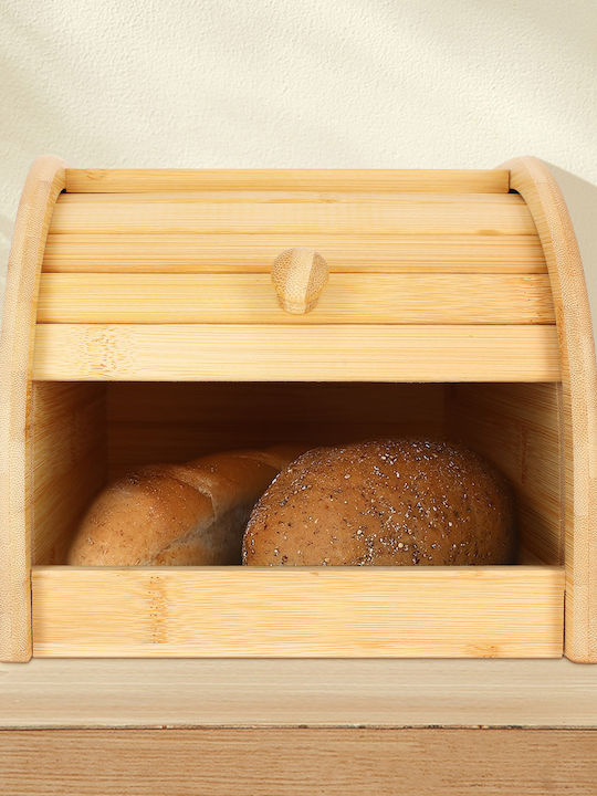 Cheffinger Natural Bamboo Bread Box Sliding Opening Compact Ultra Practical Brown Beige