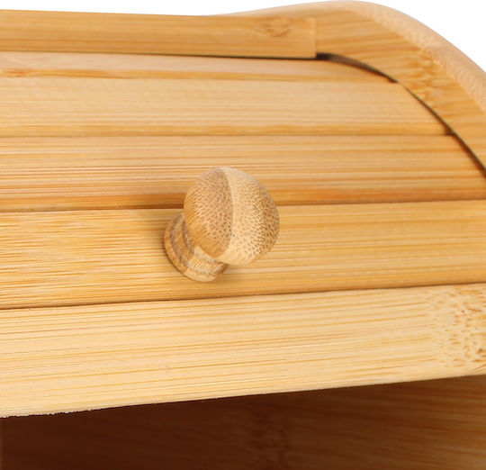 Cheffinger Natural Bamboo Bread Box Sliding Opening Compact Ultra Practical Brown Beige