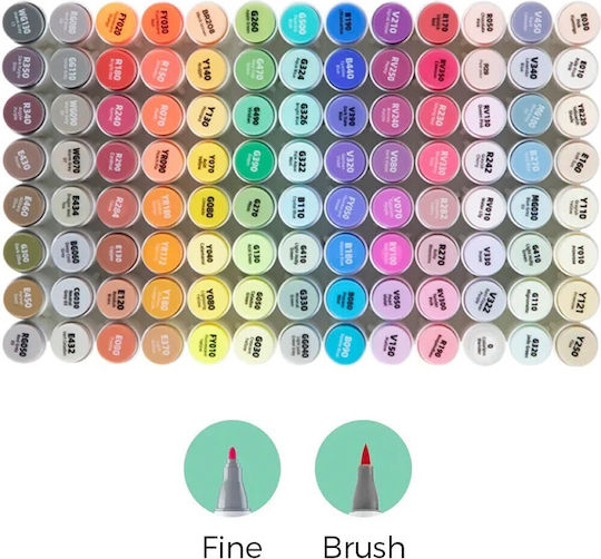 Ohuhu Honolulu B Brush & Chisel 104 Drawing Markers Basic Colours